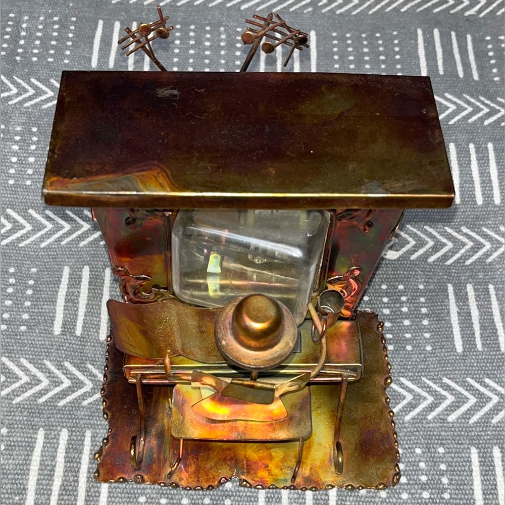 Vintage “The Entertainer" Tin Copper Piano man Music Box Works Working